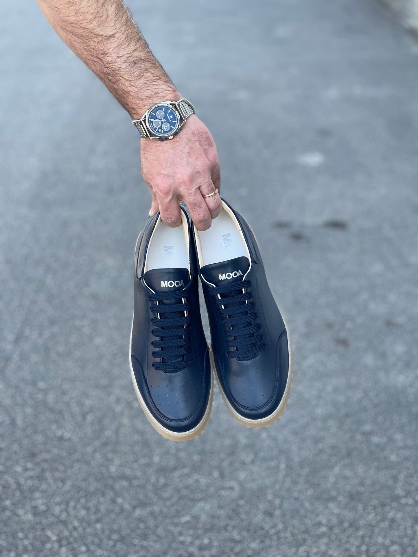 Scarpa Casual Boston Blu Pelle Nappa