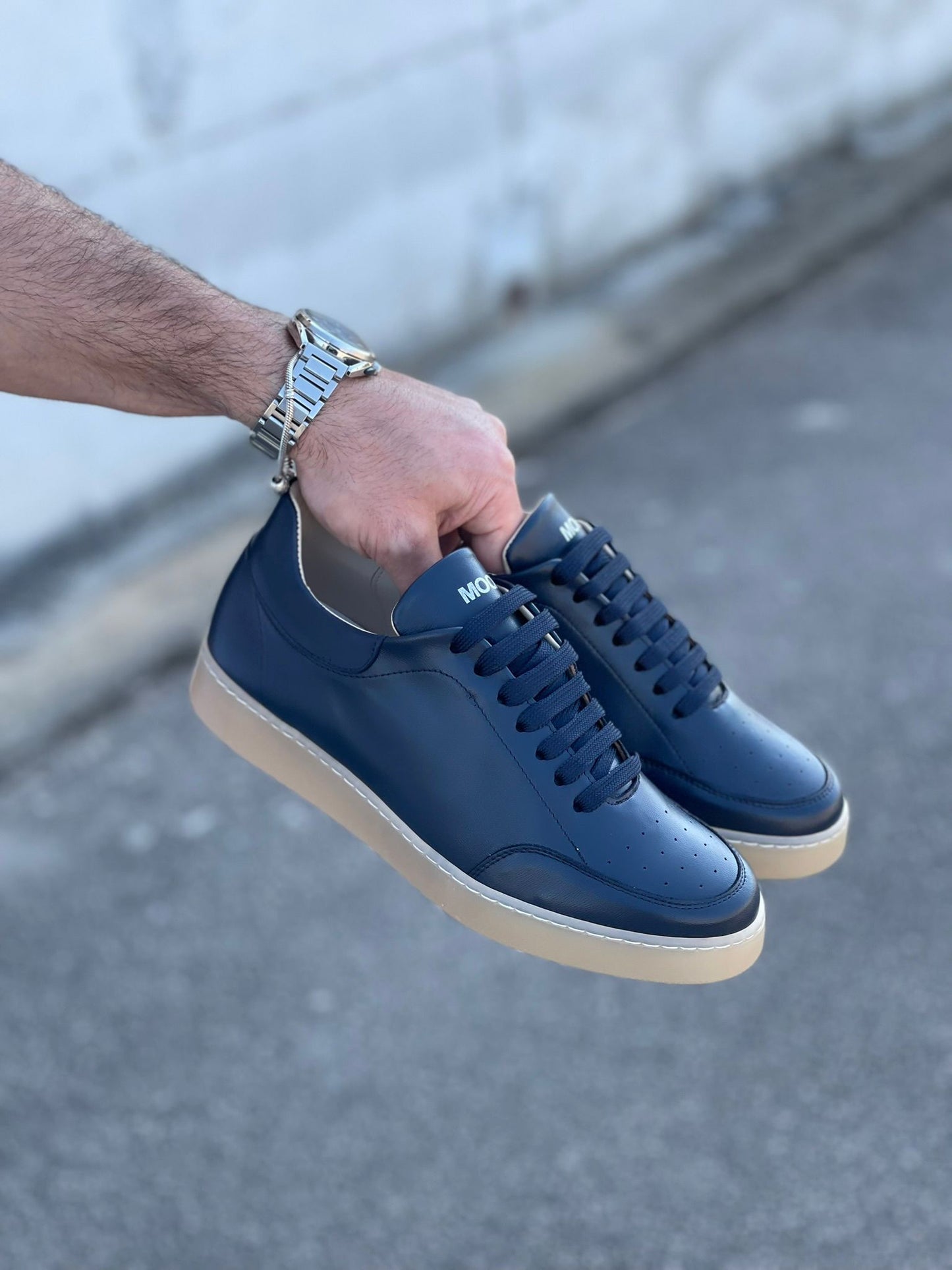 Scarpa Casual Boston Blu Pelle Nappa