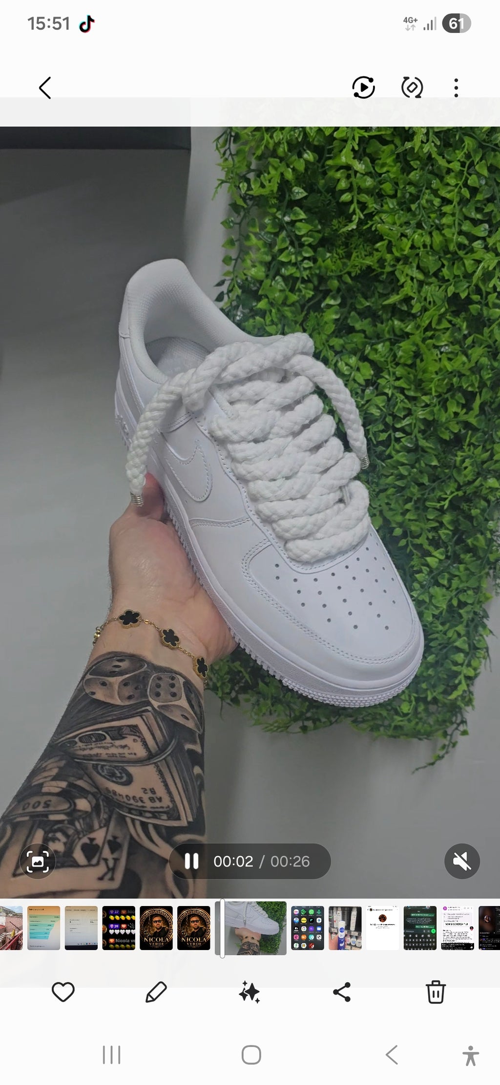 Nike AIR FORCE 1 CUSTOM con lacci corda